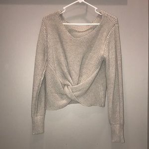 Gray cropped twist sweater